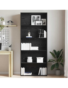 Libreria Rovere Nera 80x30x189 cm in Legno Multistrato 2
