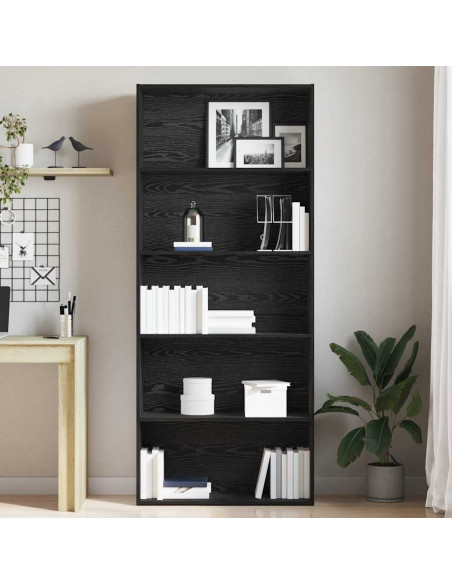 Libreria Rovere Nera 80x30x189 cm in Legno Multistrato