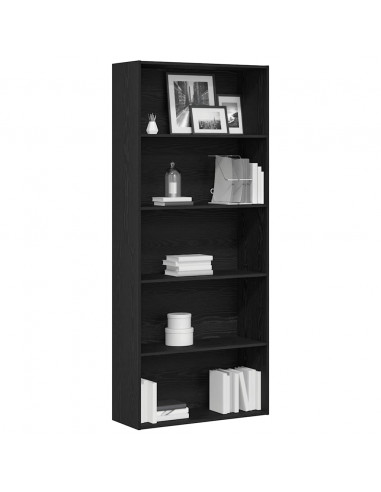Libreria Rovere Nera 80x30x189 cm in Legno Multistrato