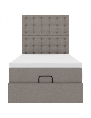 Struttura Letto Pouf con Materasso Tortora 80x200 cm in Tessuto