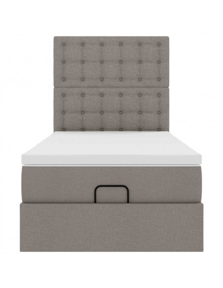 Struttura Letto Pouf con Materasso Tortora 80x200 cm in Tessuto