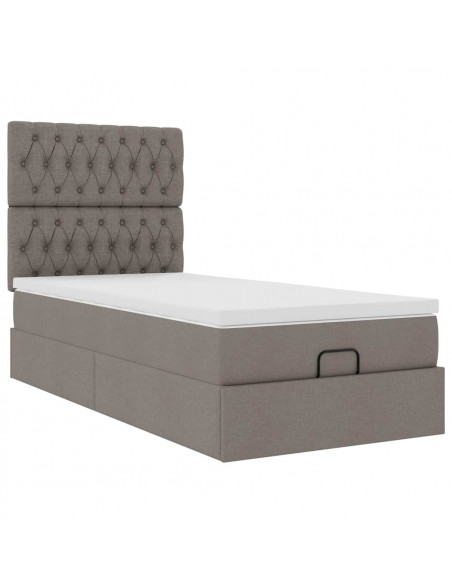 Struttura Letto Pouf con Materasso Tortora 80x200 cm in Tessuto