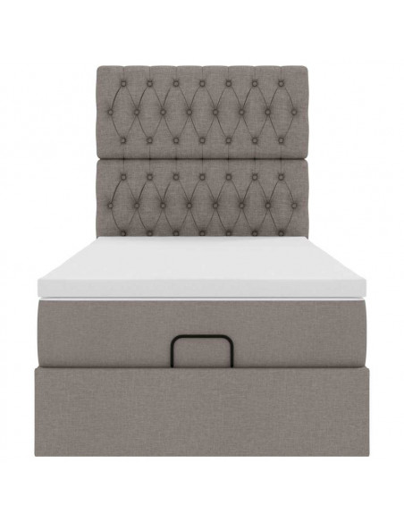 Struttura Letto Pouf con Materasso Tortora 80x200 cm in Tessuto