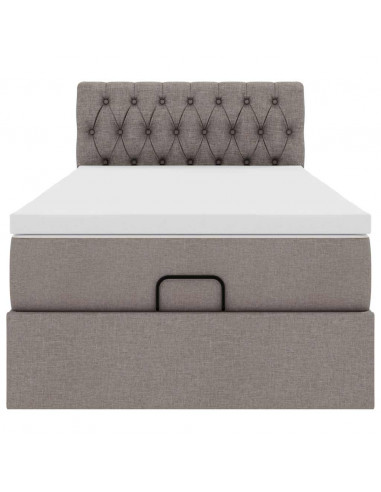 Struttura Letto Pouf con Materasso Tortora 80x200 cm in Tessuto