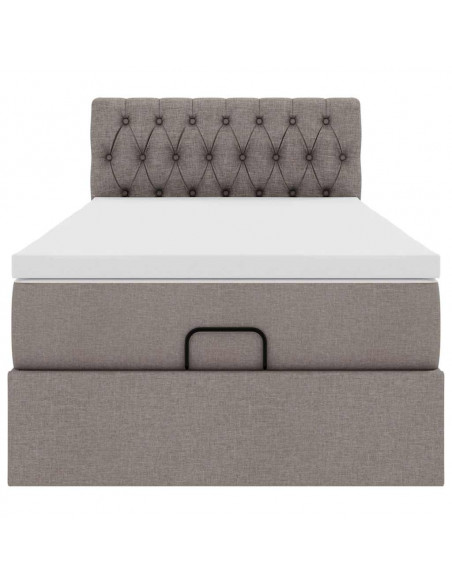 Struttura Letto Pouf con Materasso Tortora 80x200 cm in Tessuto