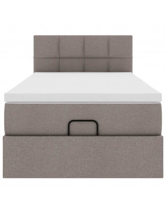 Struttura Letto Pouf con Materasso Tortora 80x200 cm in Tessuto 2