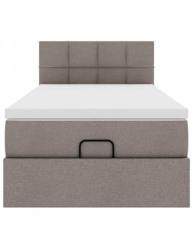 Struttura Letto Pouf con Materasso Tortora 80x200 cm in Tessuto