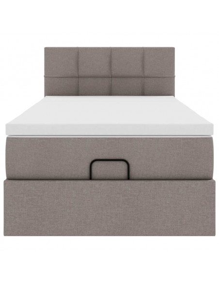 Struttura Letto Pouf con Materasso Tortora 80x200 cm in Tessuto