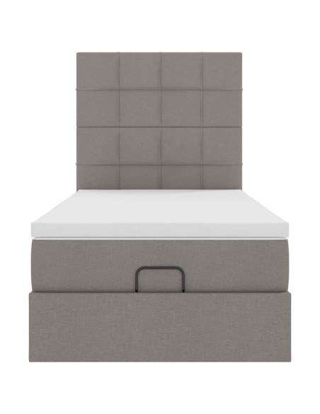 Struttura Letto Pouf con Materasso Tortora 80x200 cm in Tessuto