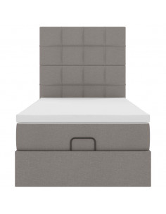 Struttura Letto Pouf con Materasso Tortora 80x200 cm in Tessuto 2