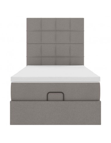 Struttura Letto Pouf con Materasso Tortora 80x200 cm in Tessuto