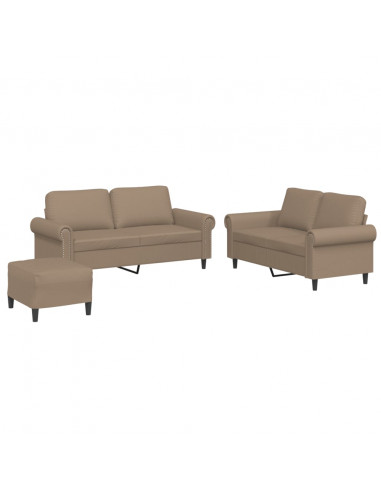 Set di Divani 3 pz con Cuscini cappuccino in Similpelle