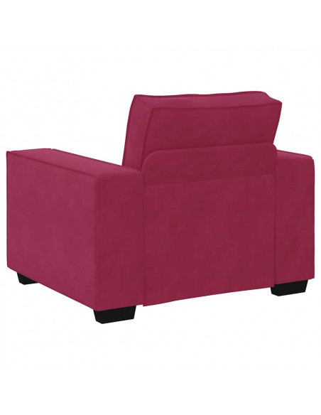 Set di Divani 3 pz con Cuscini Rosso Vino in Velluto