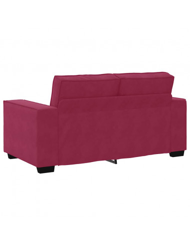 Set di Divani 3 pz con Cuscini Rosso Vino in Velluto