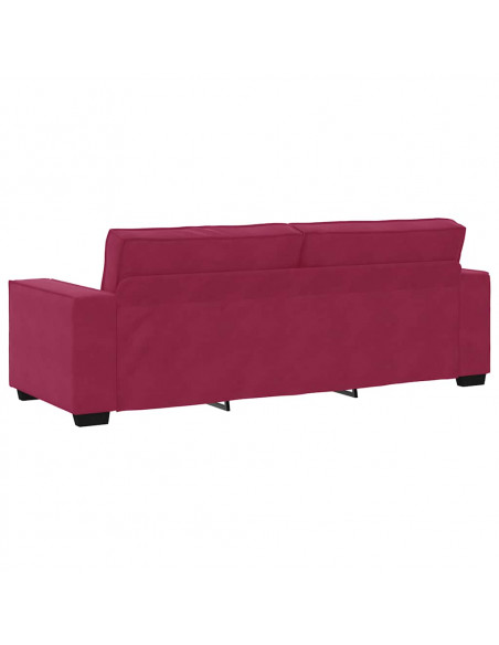 Set di Divani 3 pz con Cuscini Rosso Vino in Velluto