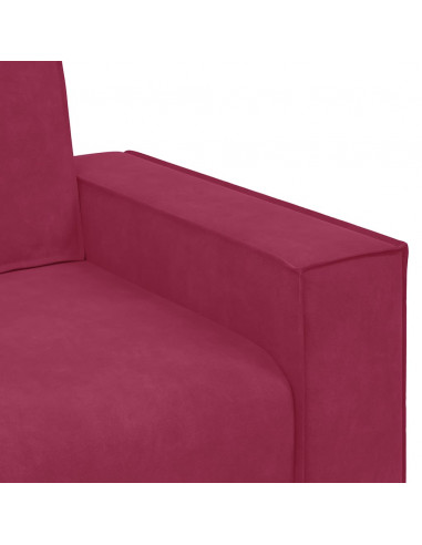 Set di Divani 3 pz con Cuscini Rosso Vino in Velluto