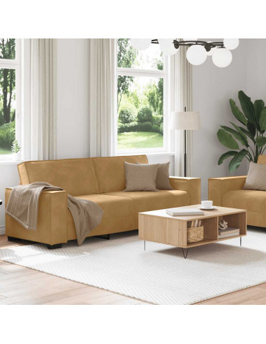 Set di Divani 2 pz con Cuscini Marrone in Velluto