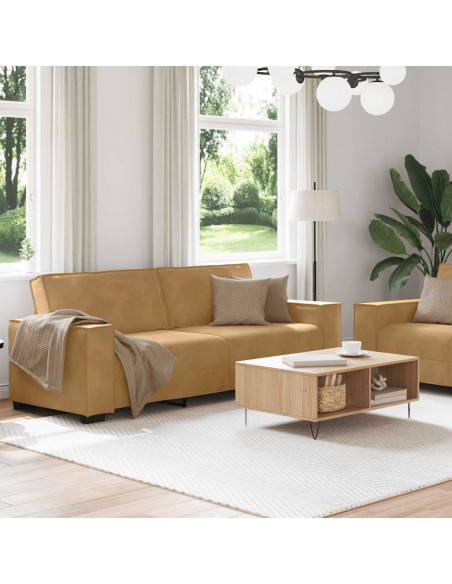 Set di Divani 2 pz con Cuscini Marrone in Velluto