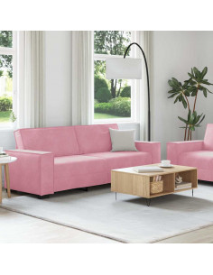 Set di Divani 2 pz con Cuscini rosa in Velluto 2
