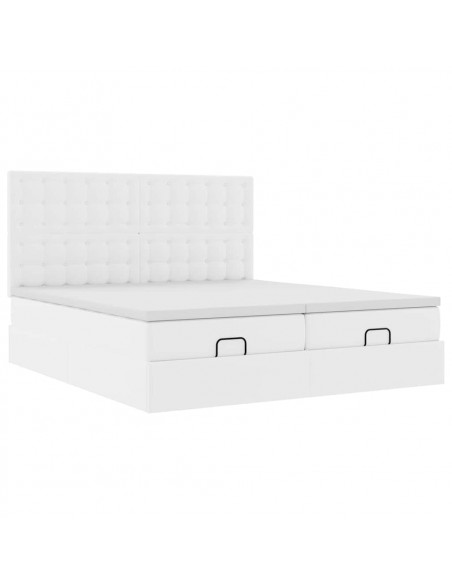 Pouf Letto con Materassi e LED Bianco Puro 160x200cm Similpelle