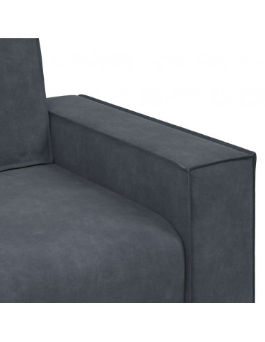 Set di Divani 3 pz con Cuscini Grigio Scuro in Velluto