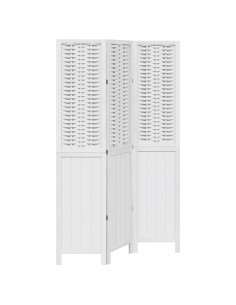 Divisorio Ambienti 3Pannelli Bianco Legno Massello di Paulownia