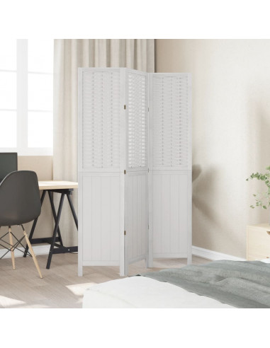 Divisorio Ambienti 3Pannelli Bianco Legno Massello di Paulownia