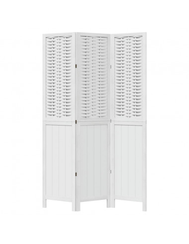 Divisorio Ambienti 3Pannelli Bianco Legno Massello di Paulownia