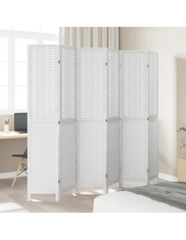 Divisorio Ambienti 6Pannelli Bianco Legno Massello di Paulownia