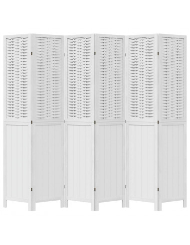 Divisorio Ambienti 6Pannelli Bianco Legno Massello di Paulownia