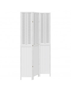 Divisorio Ambienti 3Pannelli Bianco Legno Massello di Paulownia