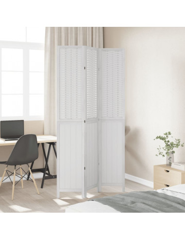Divisorio Ambienti 3Pannelli Bianco Legno Massello di Paulownia