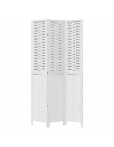 Divisorio Ambienti 3Pannelli Bianco Legno Massello di Paulownia