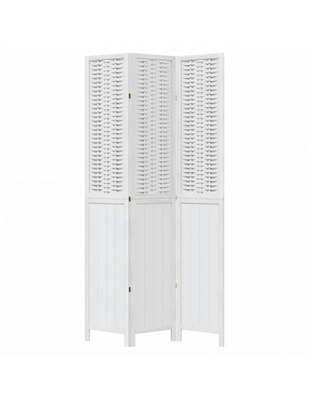 Divisorio Ambienti 3Pannelli Bianco Legno Massello di Paulownia
