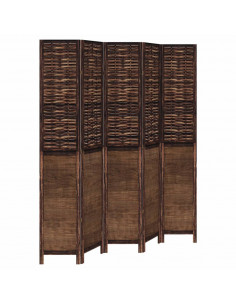 Divisorio Ambienti 5 Pannelli Marrone Scuro Massello Paulownia