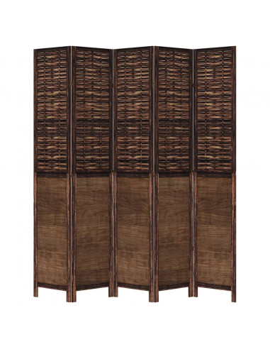 Divisorio Ambienti 5 Pannelli Marrone Scuro Massello Paulownia
