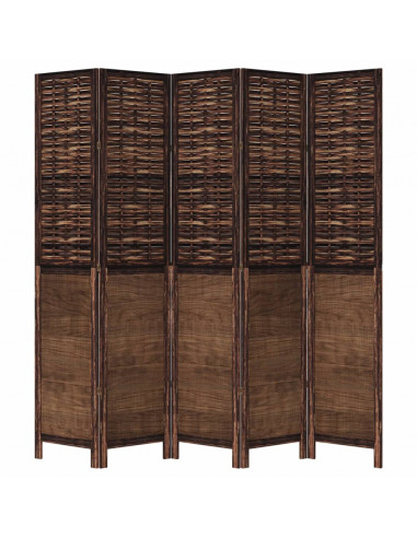 Divisorio Ambienti 5 Pannelli Marrone Scuro Massello Paulownia