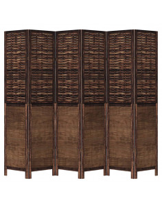 Divisorio Ambienti 6 Pannelli Marrone Scuro Massello Paulownia