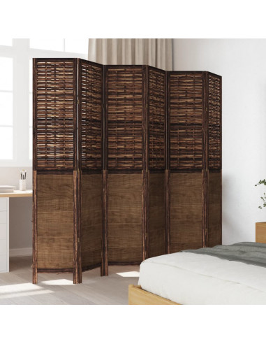 Divisorio Ambienti 6 Pannelli Marrone Scuro Massello Paulownia