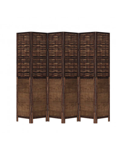 Divisorio Ambienti 6 Pannelli Marrone Scuro Massello Paulownia