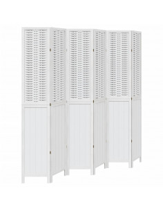 Divisorio Ambienti 6Pannelli Bianco Legno Massello di Paulownia