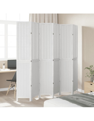 Divisorio Ambienti 6Pannelli Bianco Legno Massello di Paulownia