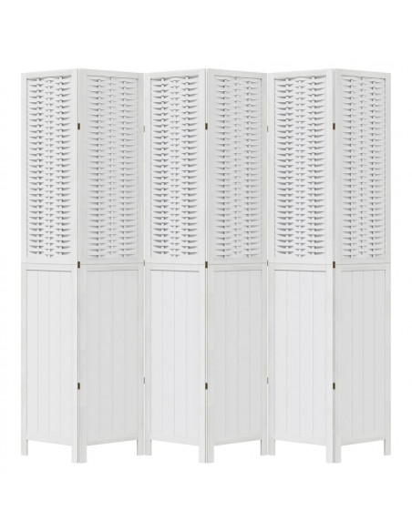 Divisorio Ambienti 6Pannelli Bianco Legno Massello di Paulownia