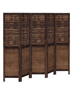 Divisorio Ambienti 5 Pannelli Marrone Scuro Massello Paulownia