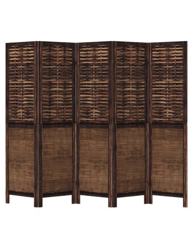 Divisorio Ambienti 5 Pannelli Marrone Scuro Massello Paulownia
