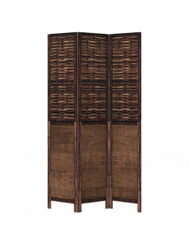 Divisorio Ambienti 3 Pannelli Marrone Scuro Massello Paulownia