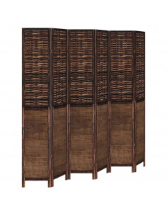 Divisorio Ambienti 6 Pannelli Marrone Scuro Massello Paulownia