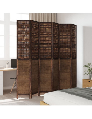 Divisorio Ambienti 6 Pannelli Marrone Scuro Massello Paulownia