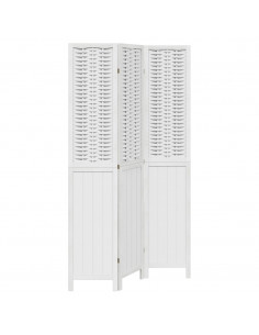 Divisorio Ambienti 3Pannelli Bianco Legno Massello di Paulownia