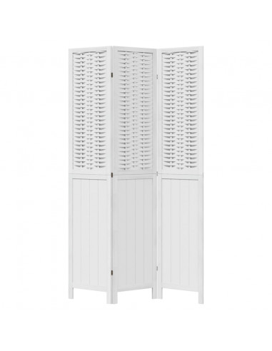 Divisorio Ambienti 3Pannelli Bianco Legno Massello di Paulownia